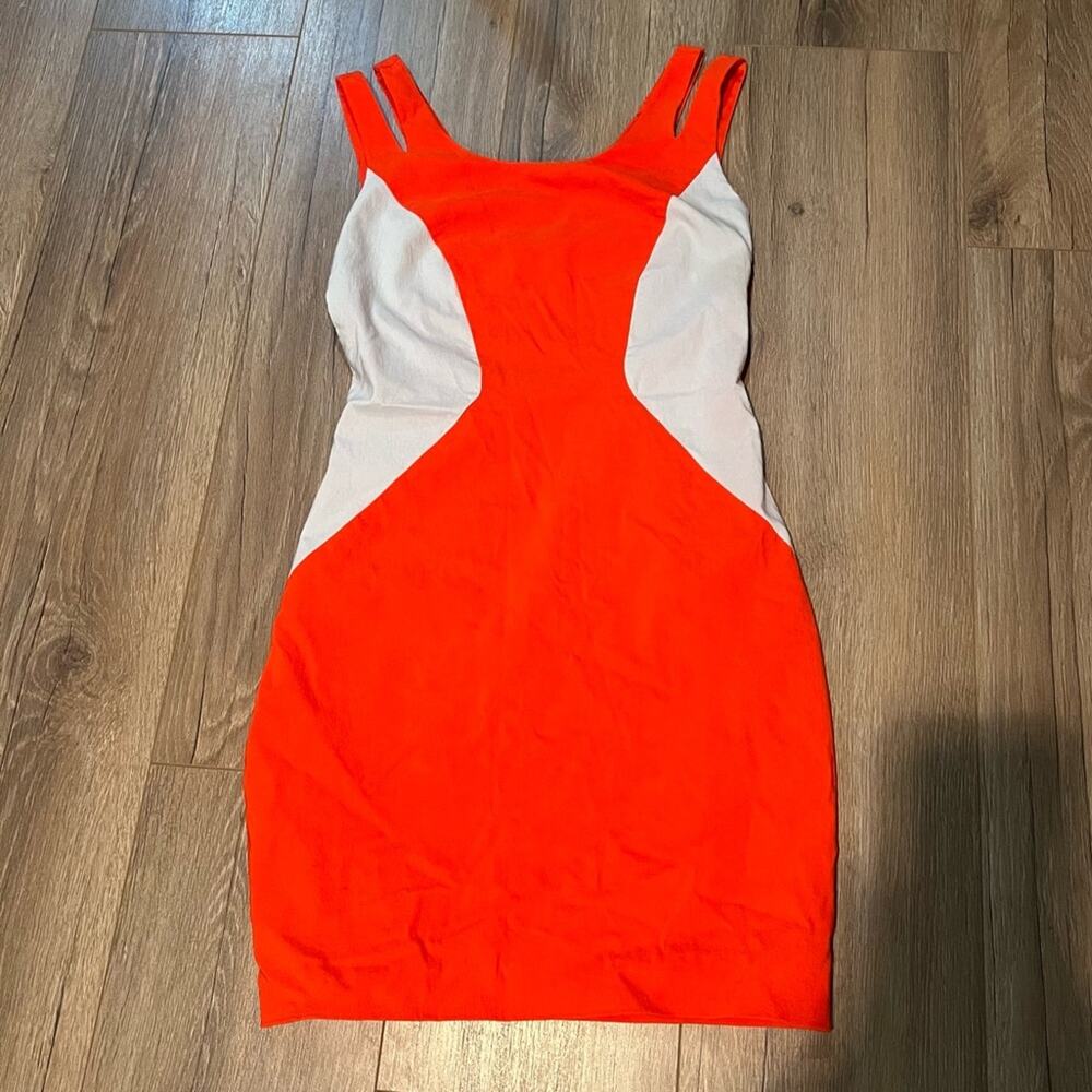 Veto Moda Sunny Silana Dress Orange Women’s Form Fitting Bodycon Mini Club